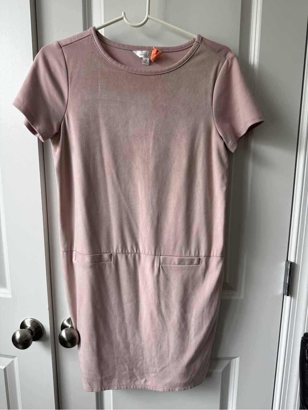 Daniel Rainn Short-Sleeve Shift Dress in Dusty Mauve